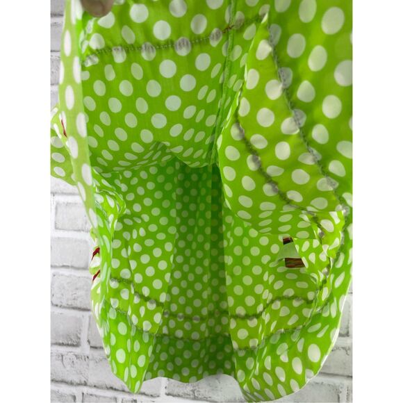 Smockadot Kids Size 3T Santa Face Embroidered on Green White Dotted Dress - Picture 4 of 8